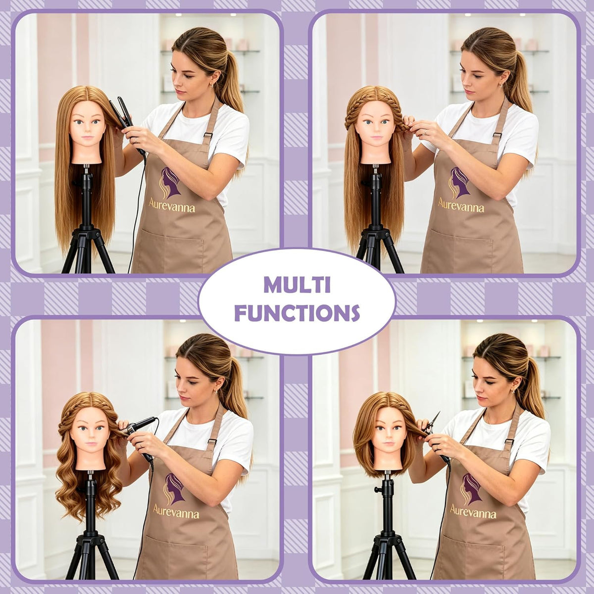 Blonde Human Hair Mannequin Head for Cosmetology Training 26-28" with Clamp