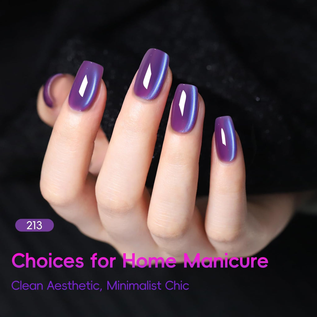 Gel Nail Polish Set with Cat Eye Effect - 6 Vibrant Colors, Long-Lasting, Magnetic Finish