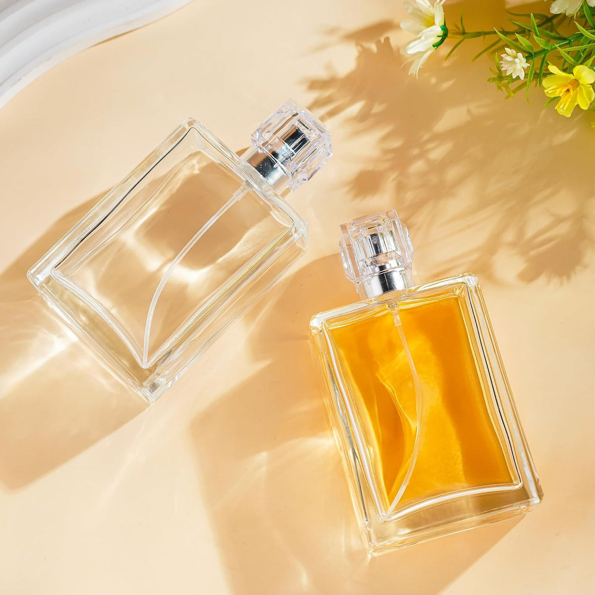Refillable Glass Perfume Spray Bottles 100ml - 2 Pack Fine Mist Cologne Containers