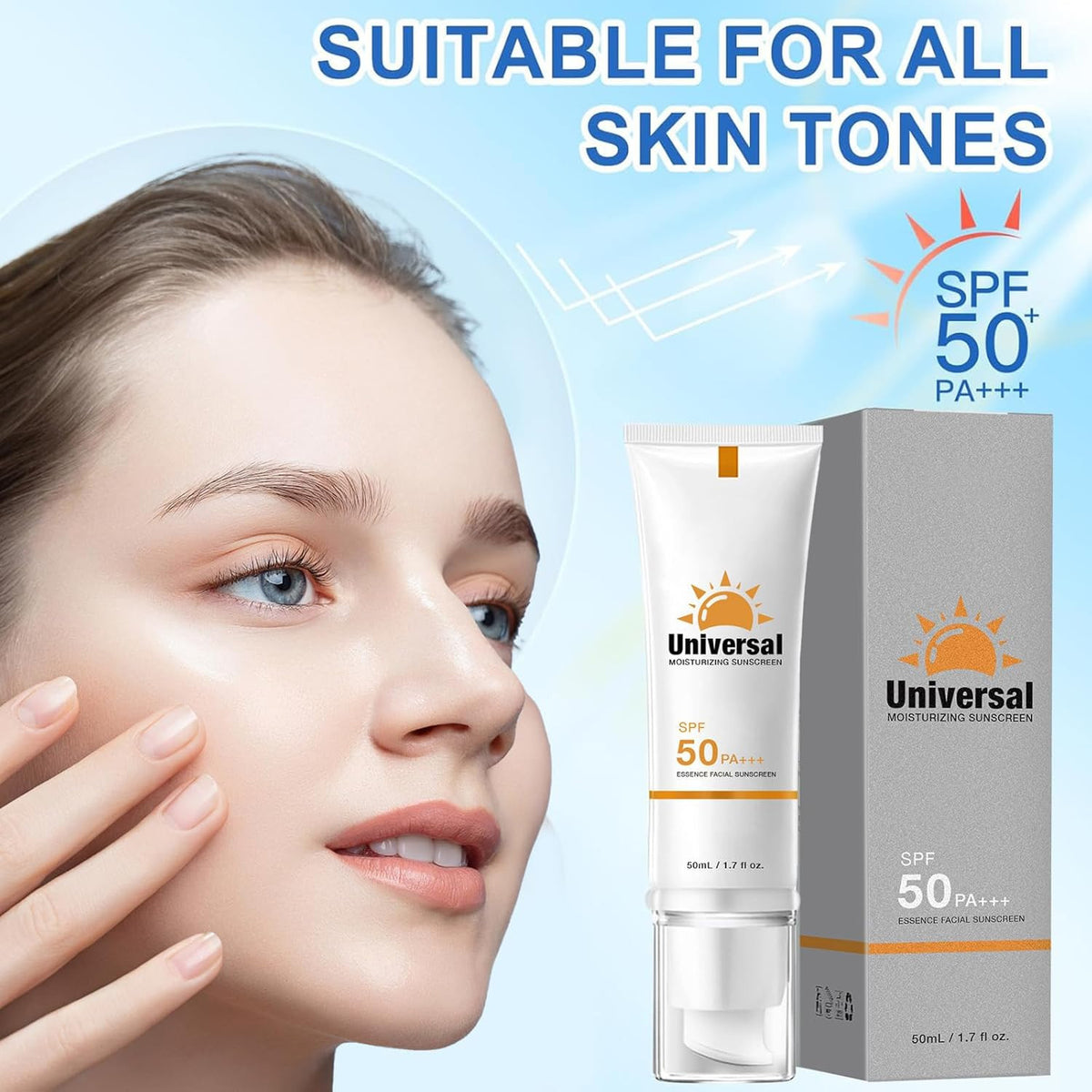 Tinted Sunscreen for Face SPF 50+ Hydrating UV Protection No White Cast