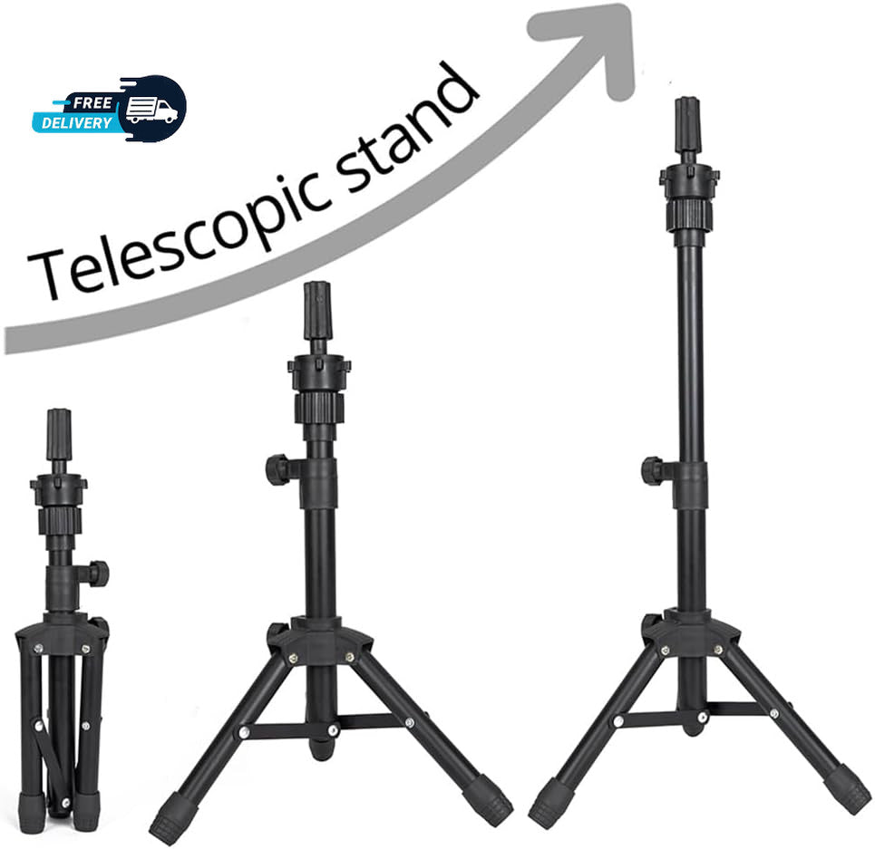 Adjustable Tripod Wig Stand Mannequin Head Holder for Hairdressing