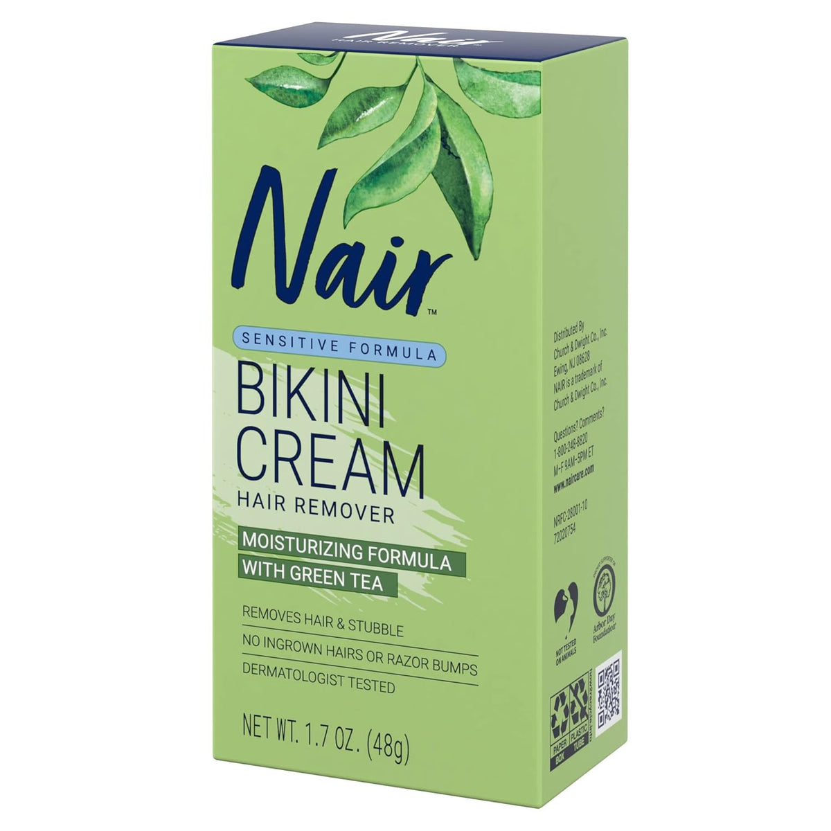 Green Tea Bikini Hair Removal Cream for Sensitive Skin 1.7 Oz