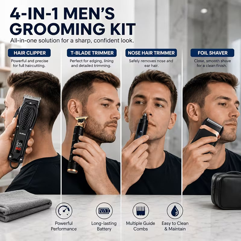 Rechargeable Electric Grooming Kit with LCD Battery Display