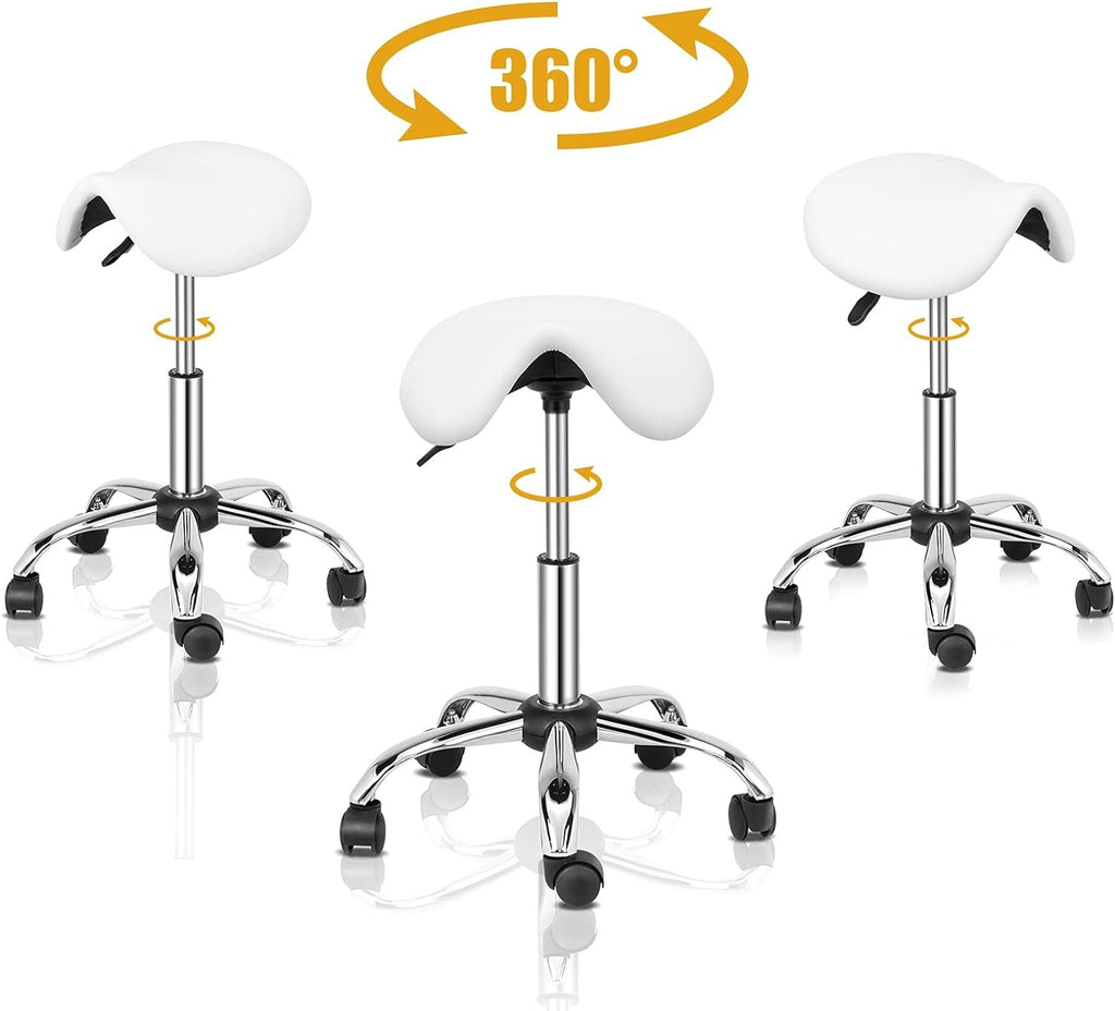 Ergonomic Saddle Stool Adjustable Hydraulic Seat with Swivel Wheels