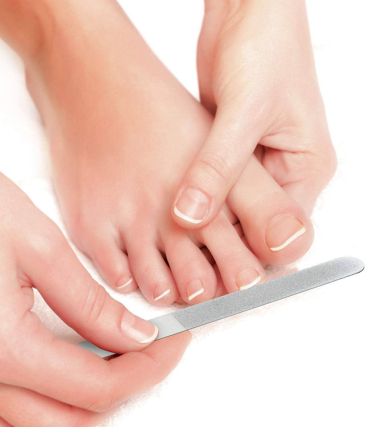 Stainless Steel Diamond Nail File Set - Double-Sided Manicure Tools, Reusable & Washable