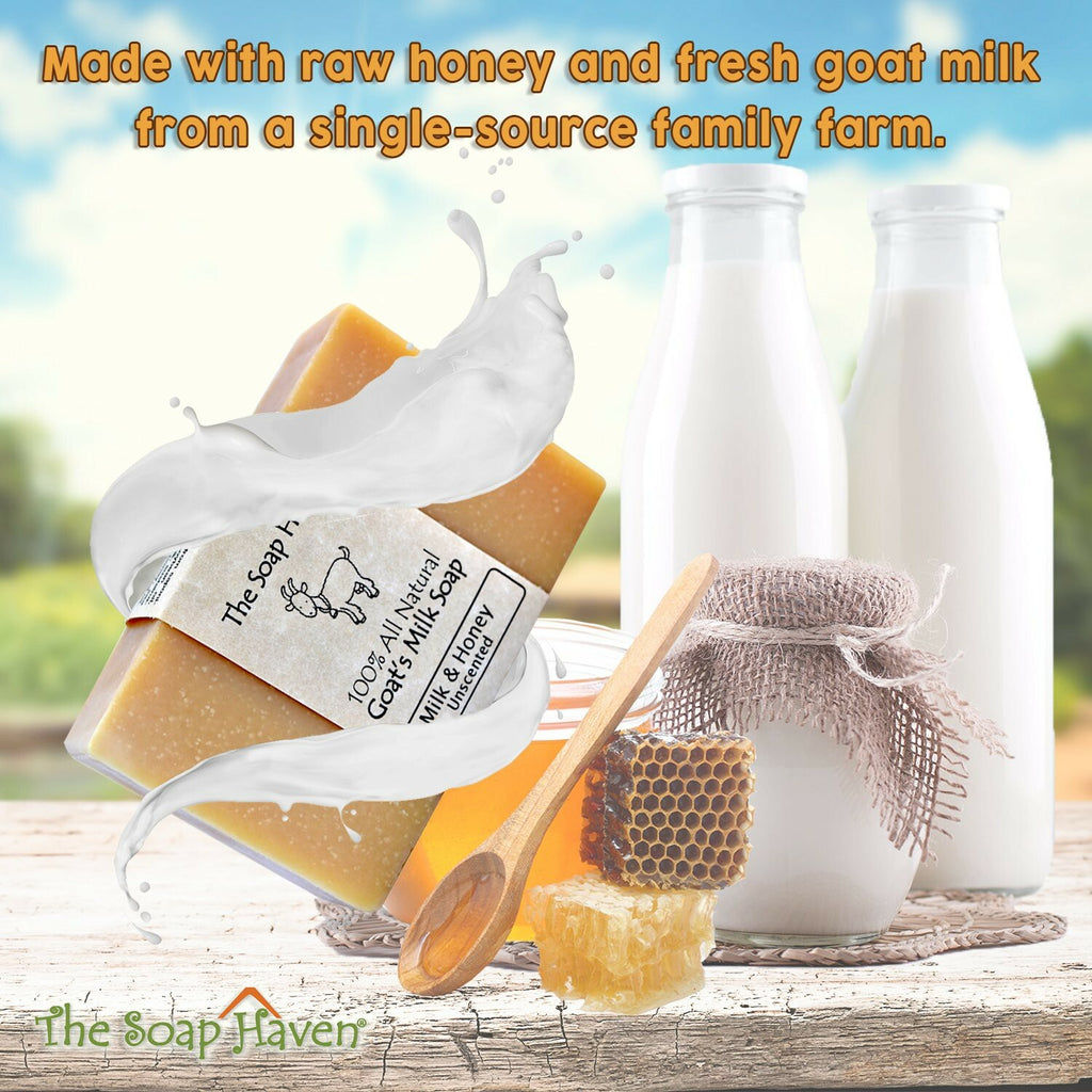 Goat Milk & Honey Unscented Handmade Soap Bars - All Natural Skin Care