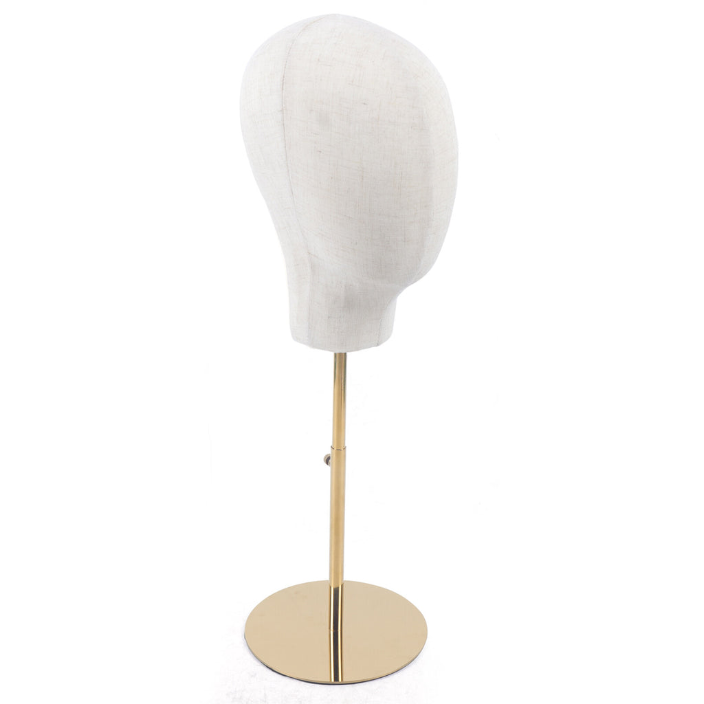 Adjustable Wig Mannequin Head Display Stand for Hats & Wigs - Gold
