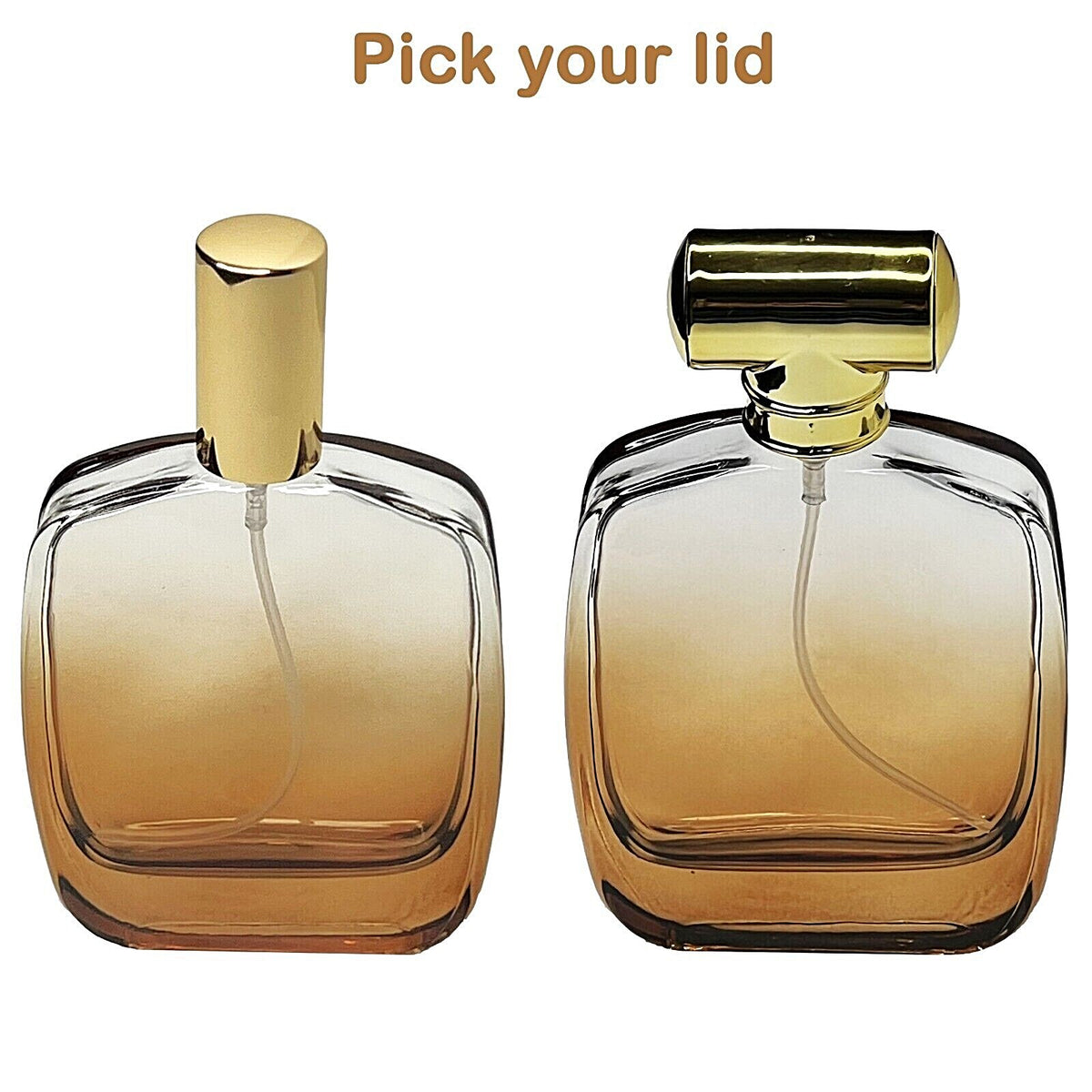 Refillable 50ml Amber Gradient Glass Perfume Spray Bottles with Gold Aluminum Pumps
