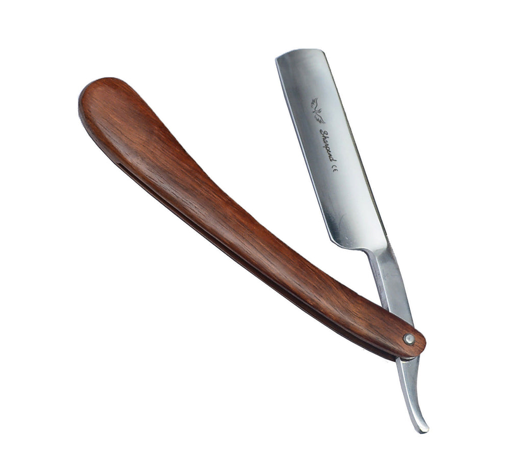 Stainless Steel Straight Razor with Wooden Handle & 10 Blades for Barbershop Shaving