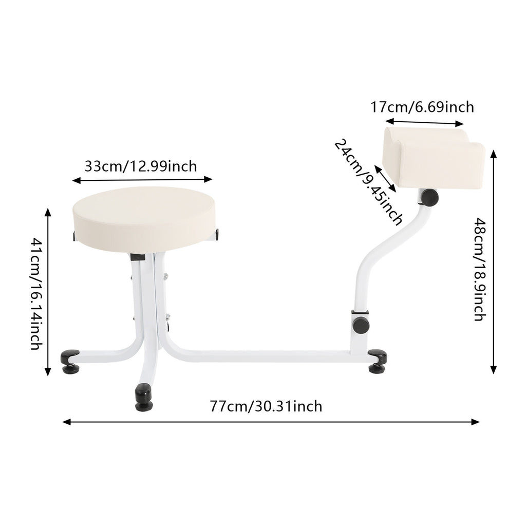 Pedicure Stool with Footrest for Nail Salon & Spa Use - Modern White