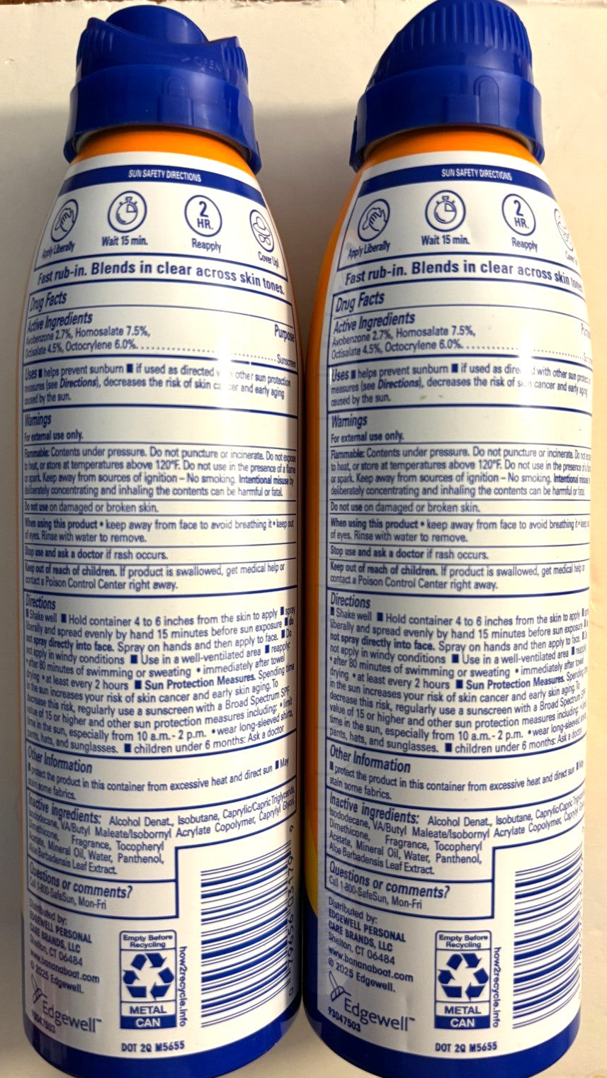 SPF 50 Sunscreen Spray - 6 oz Pack of 2, Waterproof, Broad Spectrum