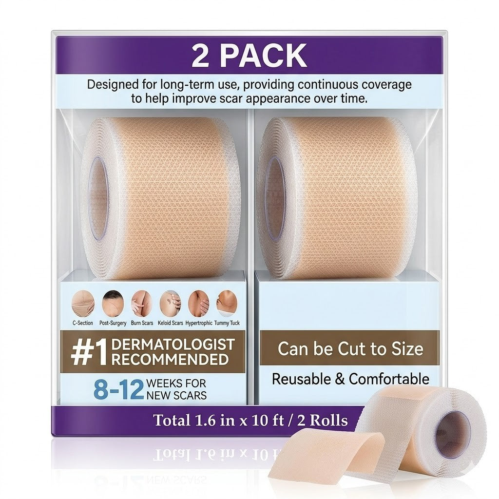 Silicone Scar Removal Tape for Hypertrophic Scars & Keloids - 1.6" x 60" Reusable Strip