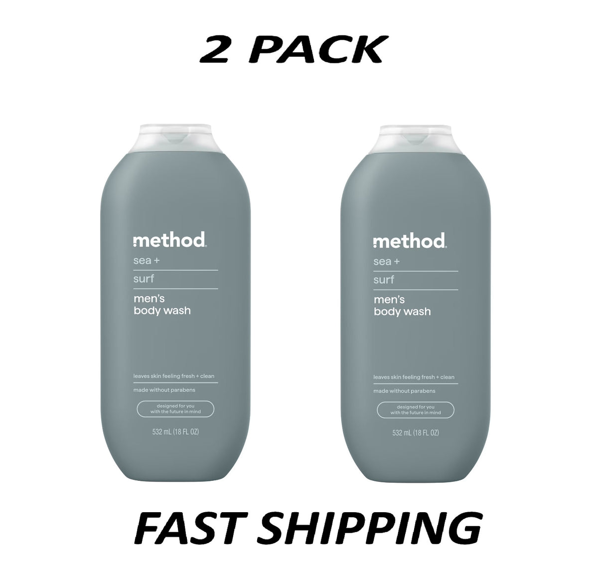 Men's Body Wash Sea & Surf 2-Pack – Paraben-Free, Moisturizing Shower Gel