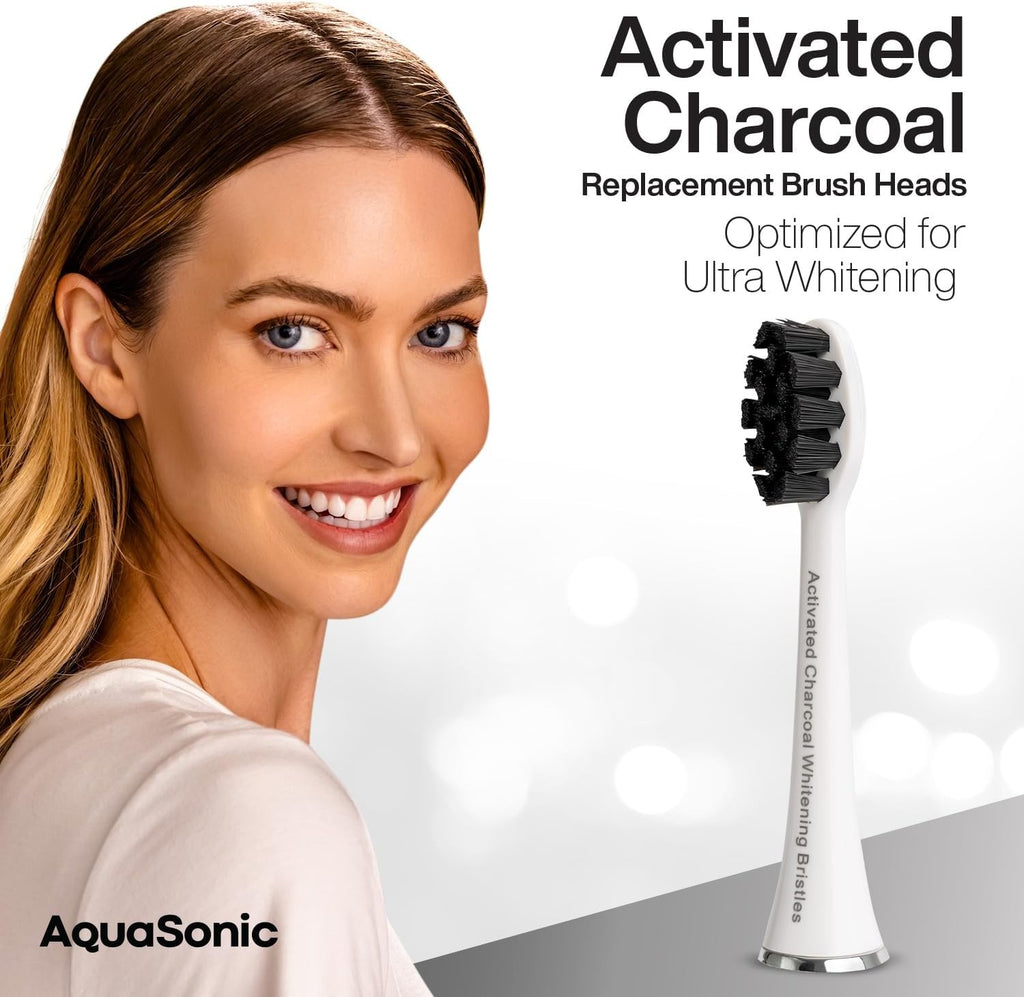 Activated Charcoal Toothbrush Heads 2-Pack for Oral Care - White