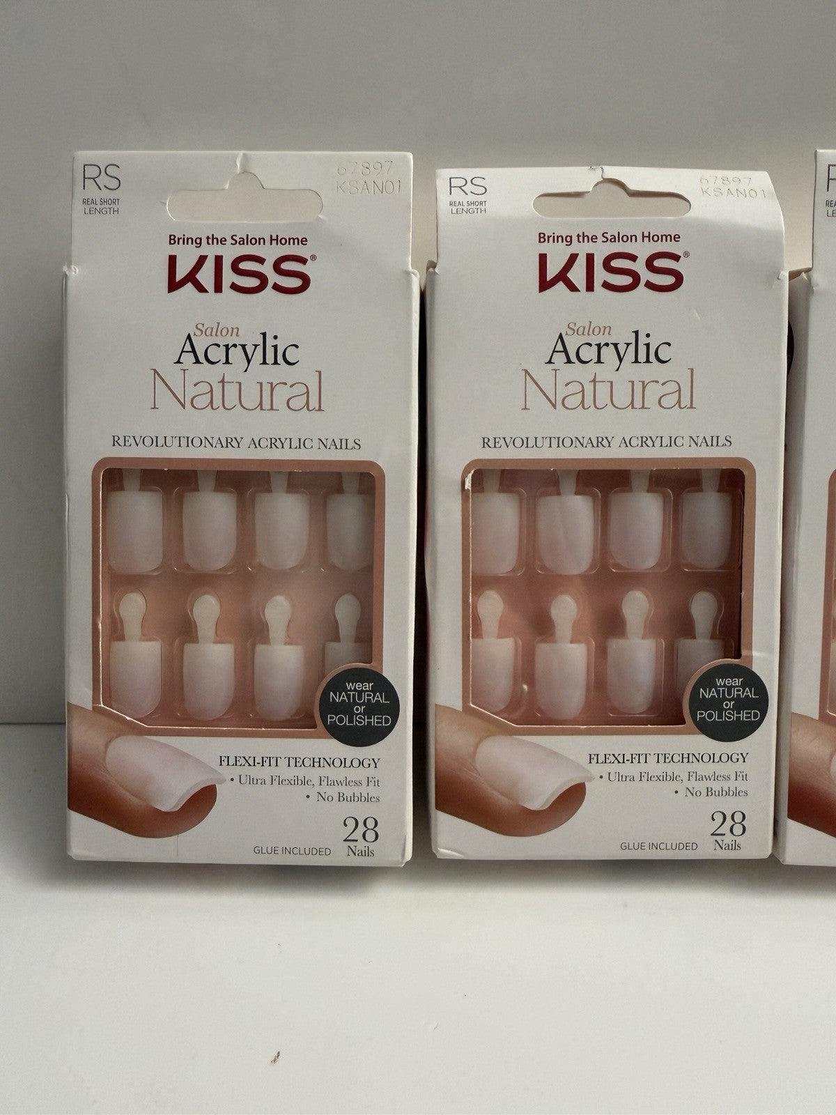 Kiss Salon Acrylic Natural Short Nude Nail Tips - 28 Count, Pack of 4