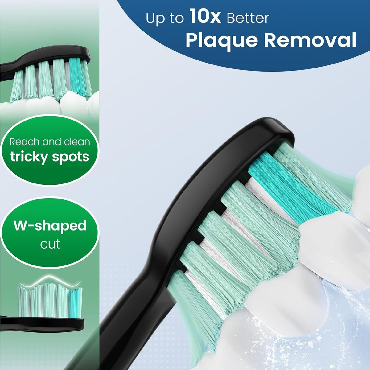 Black Replacement Toothbrush Heads for Philips Sonicare Click-On - 8 Pack