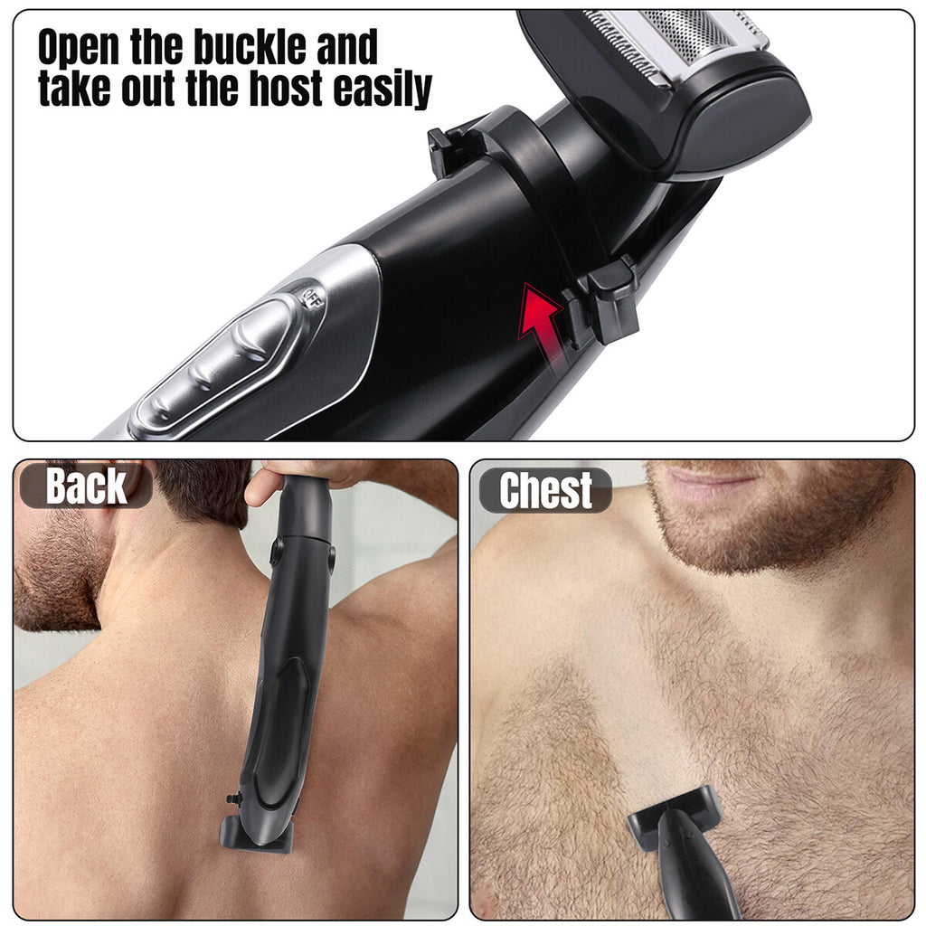 Rechargeable Electric Back Shaver for Men Long Handle Body Hair Removal Razor