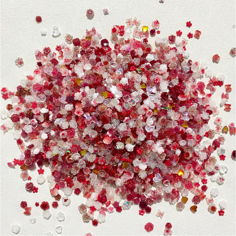 50Pcs Nail Art Charms Set – Rose, Heart, Bow & Flower Decor for DIY Nails
