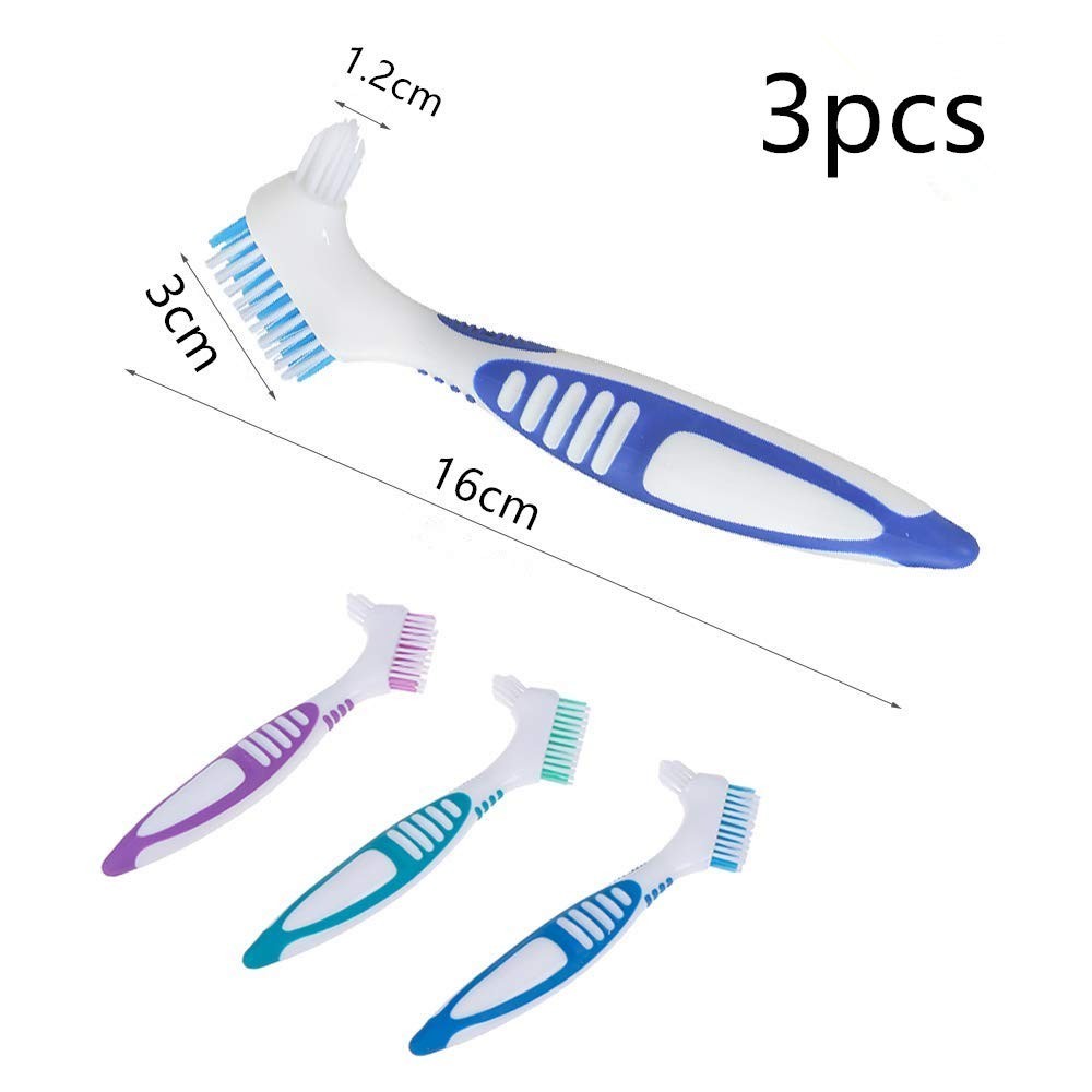 Denture Cleaning Brush Set - Portable False Teeth Brushes for Oral Care
