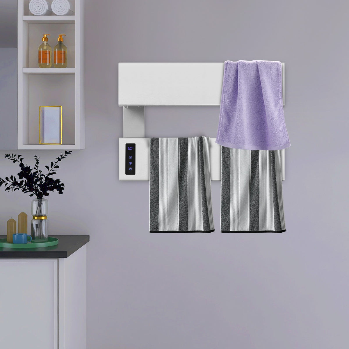 Wall-Mounted Electric Towel Warmer 100W Aluminum Alloy Bathroom Heater