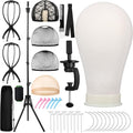22 Inch Canvas Mannequin Head with Adjustable Wig Stand Tripod for Styling