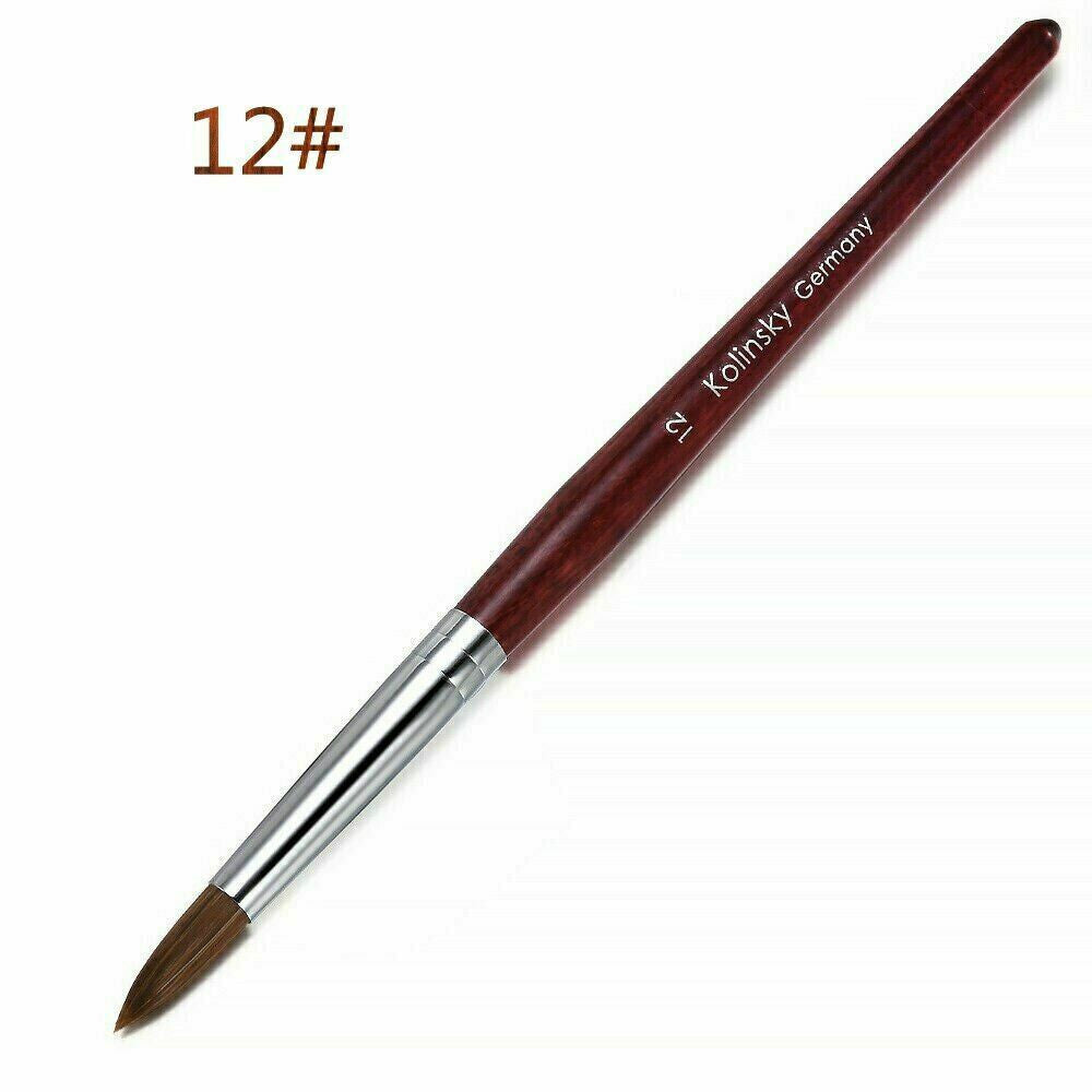 Professional Kolinsky Sable Nail Art Brush Round Red Wood Handle for Acrylic Nails