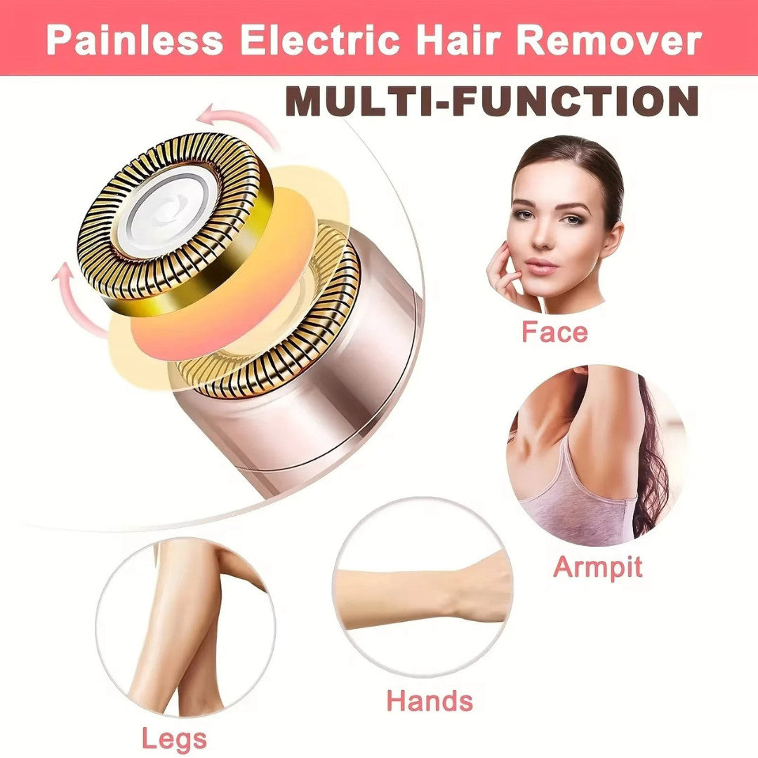 Portable Electric Facial Hair Remover for Women - Painless Eyebrow & Nose Trimmer