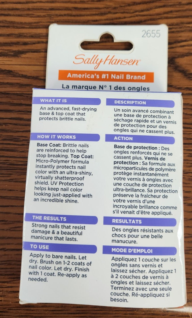 3 Pack Sally Hansen Base and Top Coat Nail Protectors #2655 0.45 oz Each