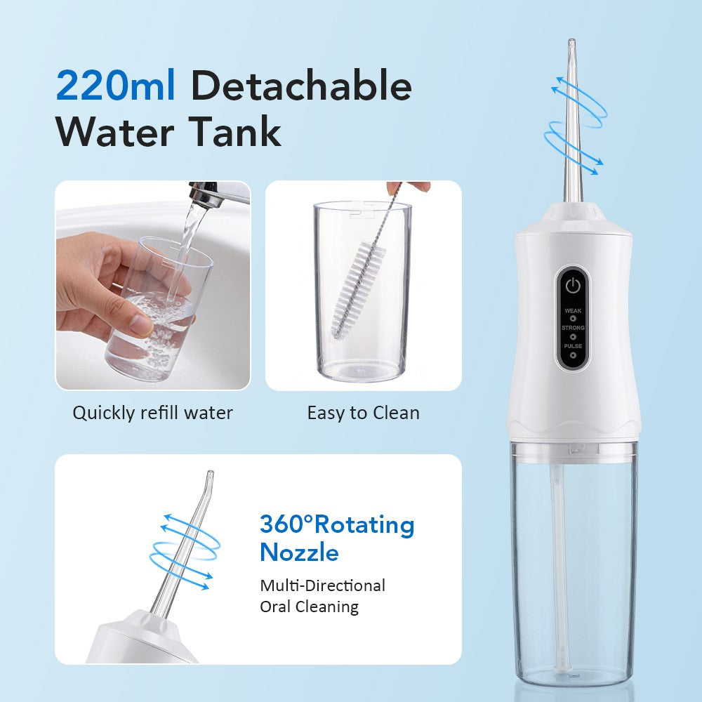 Cordless Water Flosser Oral Irrigator with 3 Modes & 4 Tips - Portable Dental Cleaner