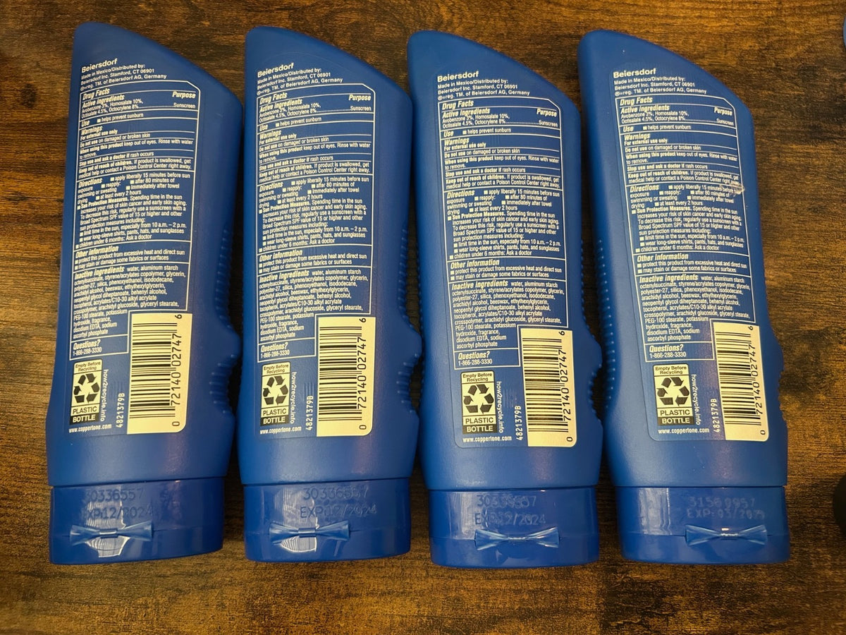 Coppertone Sport SPF50 Sunscreen 4 Pack, Water-Resistant UV Protection, 7oz Each