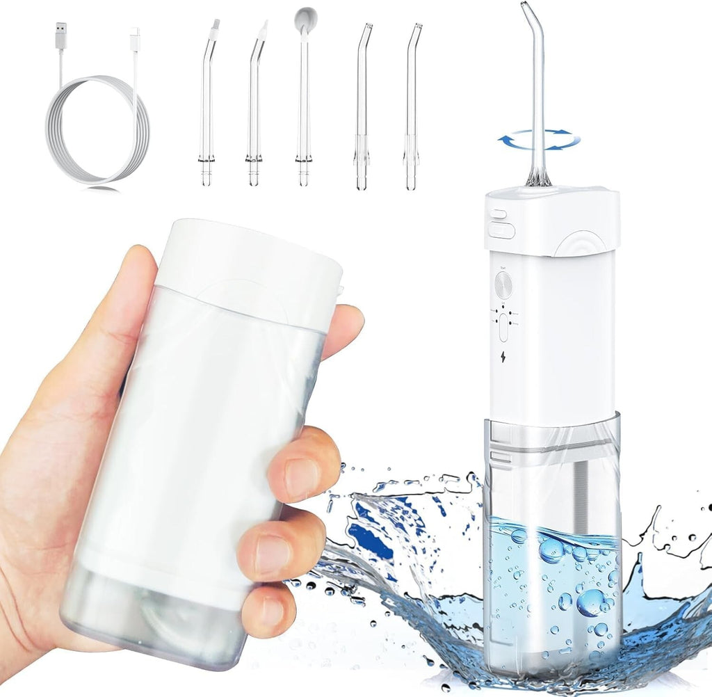 Portable Cordless Water Dental Flosser with 5 Modes, Travel Size, Rechargeable, IPX7 Waterproof