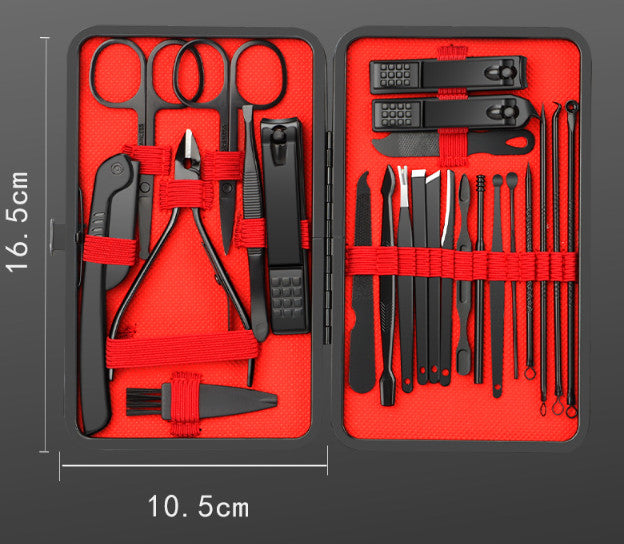 24-Piece Stainless Steel Nail Clipper & Manicure Pedicure Set with Portable Case