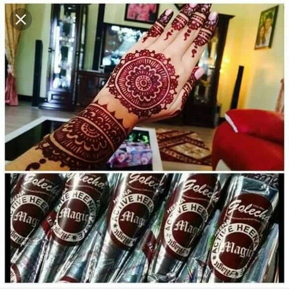 Henna Mehandi Temporary Tattoo Cone Kit - Red Active Magic 12 Cones