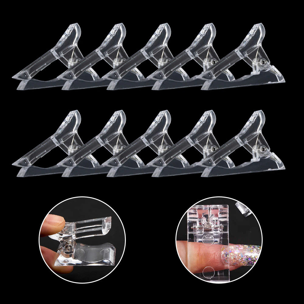 10PCS Nail Tips Clip for Gel Nail Extensions and Shaping - Manicure Clamp Set