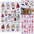 2Pcs Leopard Christmas Gnome Nail Art Stickers Self-Adhesive Decals