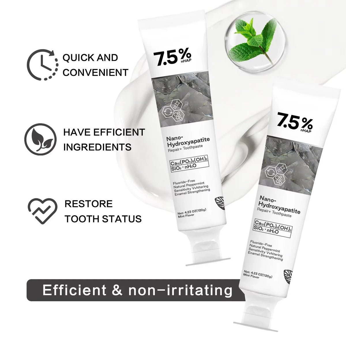Nano Hydroxyapatite Toothpaste 4.23 oz Enamel Repair Sensitive Teeth Fluoride-Free
