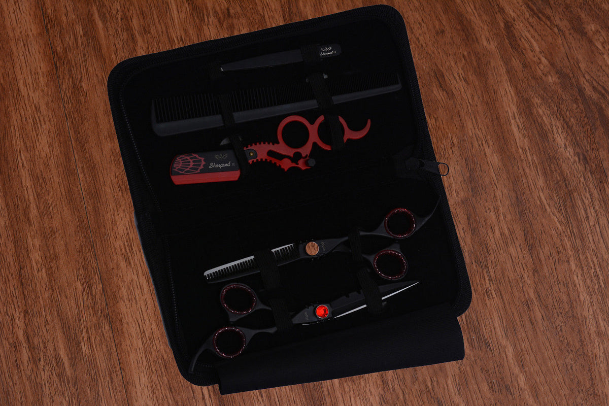 6.5 Inch Professional Hair Cutting & Thinning Scissors Set with Razor & Pouch