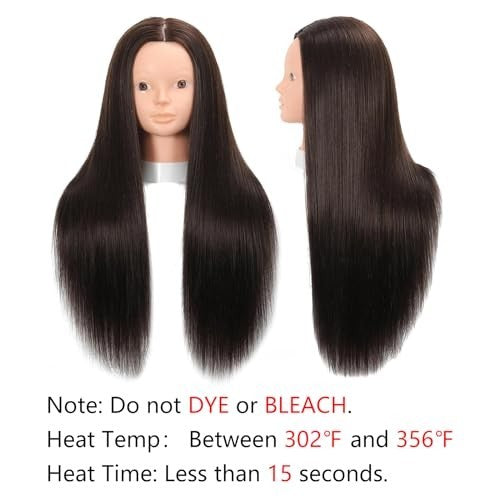 26-Inch Mannequin Head with 80% Human Hair for Hair & Makeup Practice
