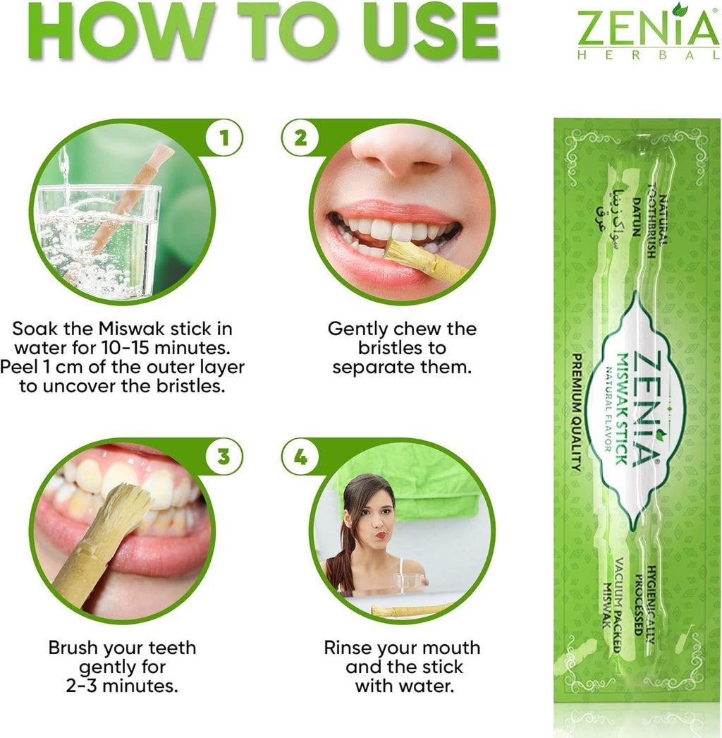 Natural Miswak Toothbrush Sticks Pack of 6 with Holders - Organic Oral Care