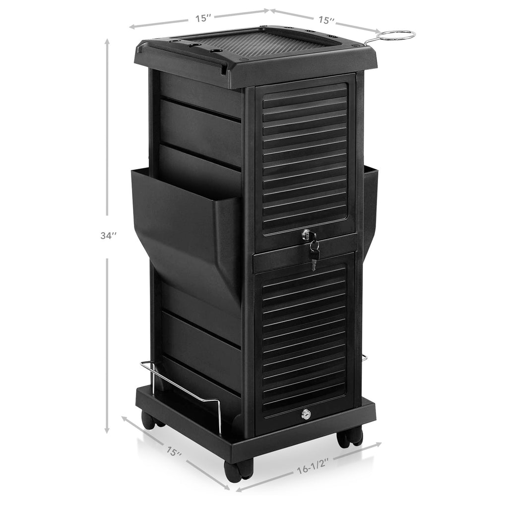 Salon Trolley Mobile Cart with Locking Drawers and 4 Swivel Casters