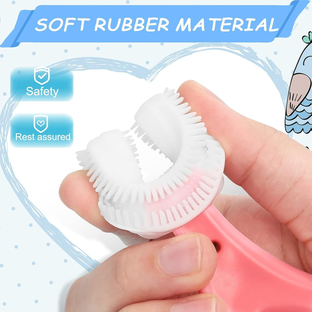 Kids U-Shaped Silicone Toothbrush 4 Pack - Gentle 360° Oral Cleaner