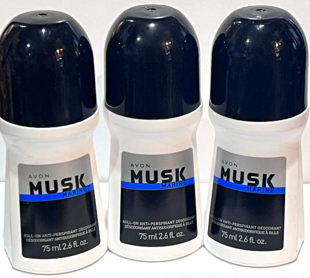 AVON Musk Marine Roll-On Deodorant 2.6 Fl Oz - 3 Pack