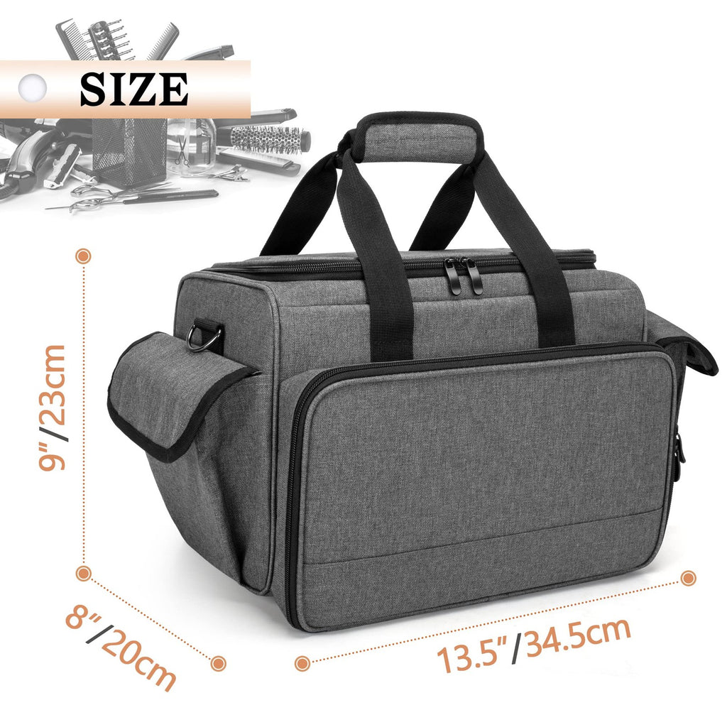 Hairdresser Bag with Adjustable Dividers Travel Barber Case Gray