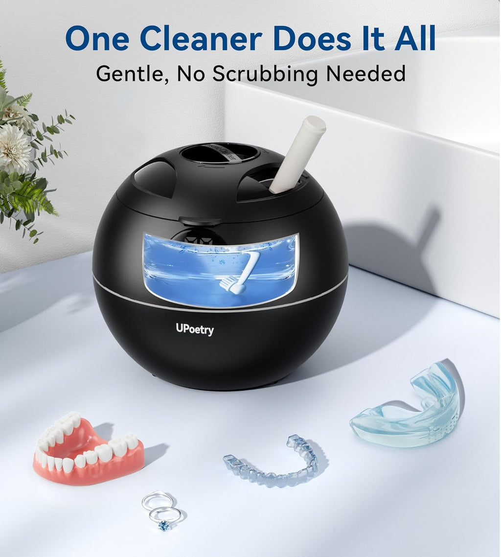 Ultrasonic Retainer & Jewelry Cleaner 45kHz Digital Timer 200ML Portable