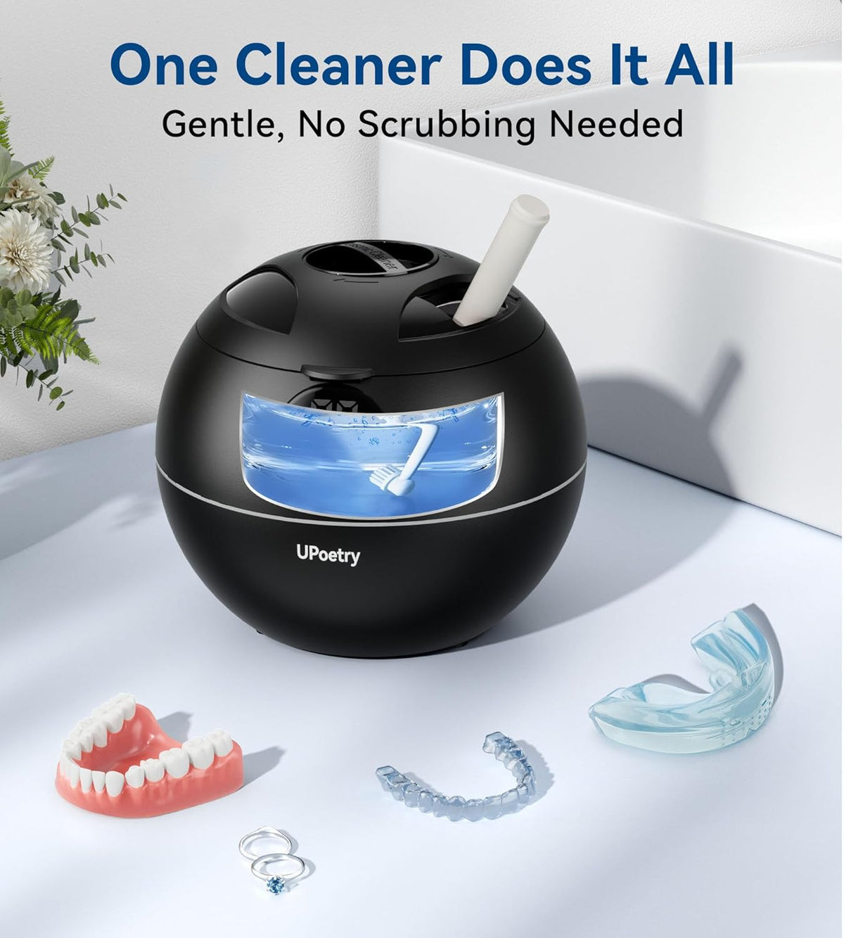 Ultrasonic Retainer & Jewelry Cleaner 45kHz Digital Timer 200ML Portable