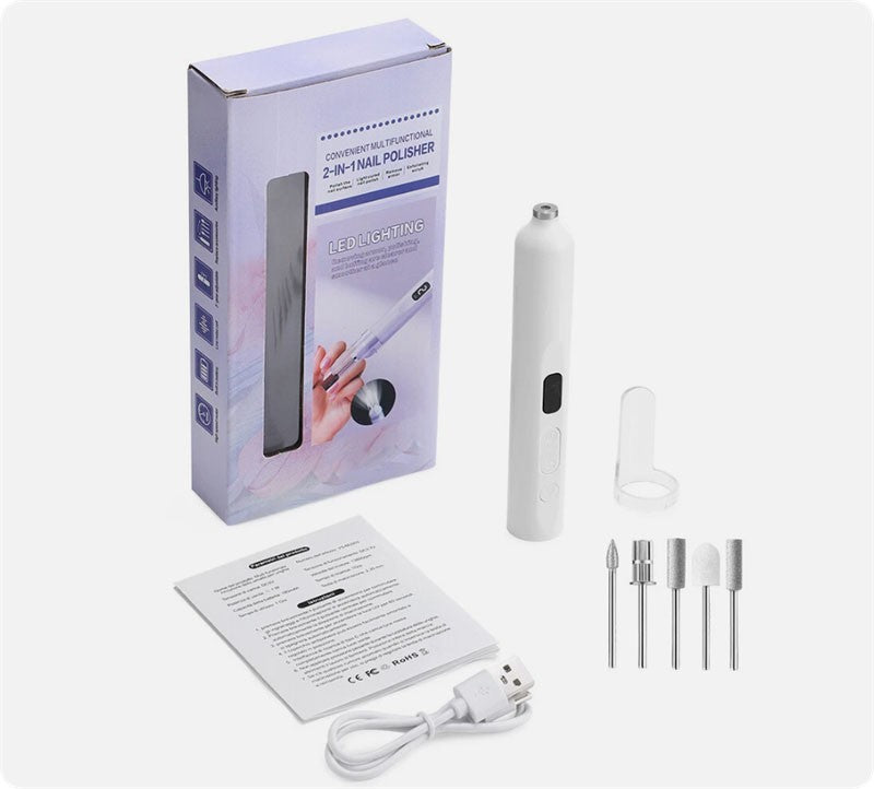 Electric Nail Grinder for Thick Toenails Manicure Pedicure Set with 5 Grinding Heads