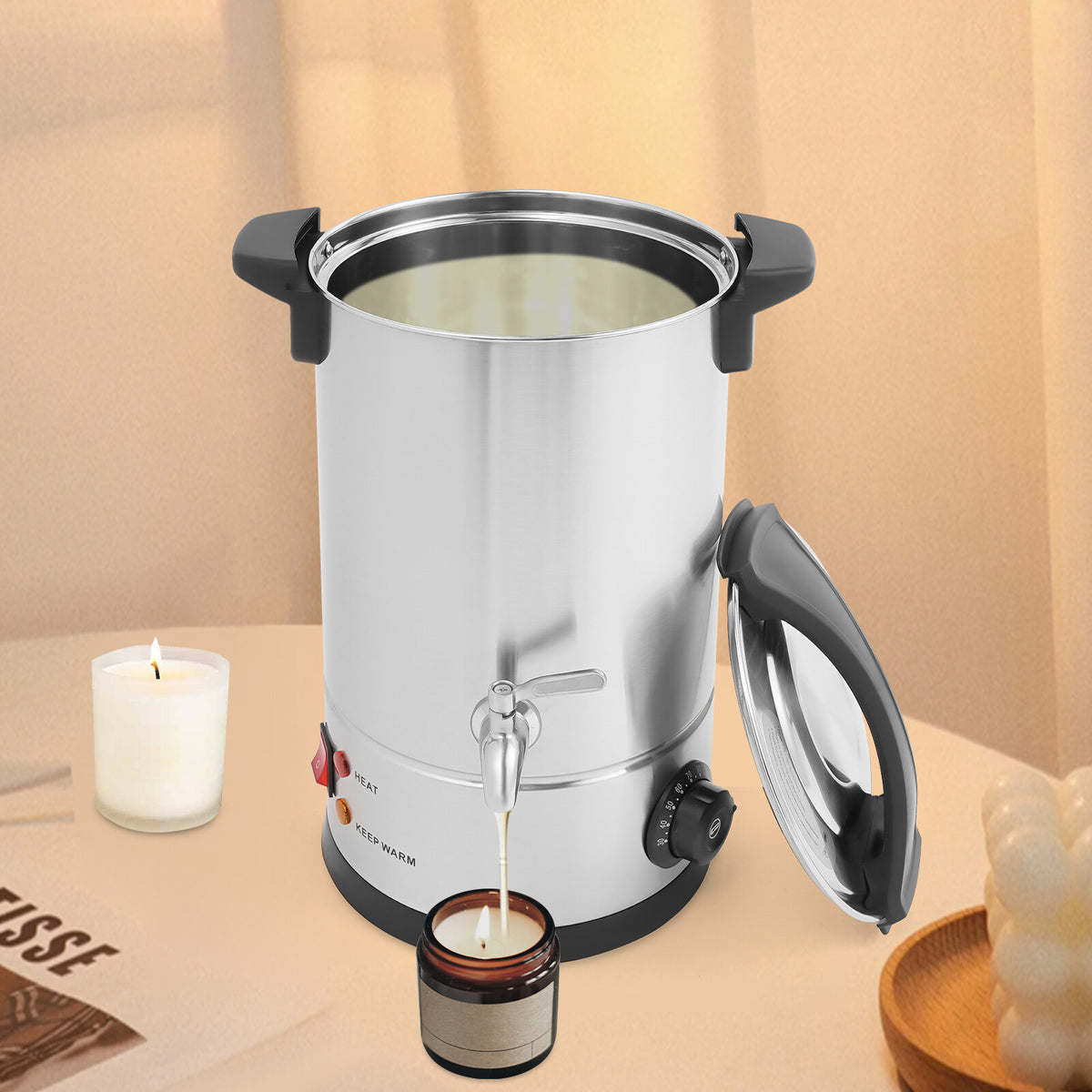 8L Electric Wax Melter Warmer 1200W Stainless Steel Candle Making Oven