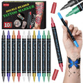 Dual-Tip Temporary Tattoo Marker Set – 10 Skin-Safe Body Art Pens