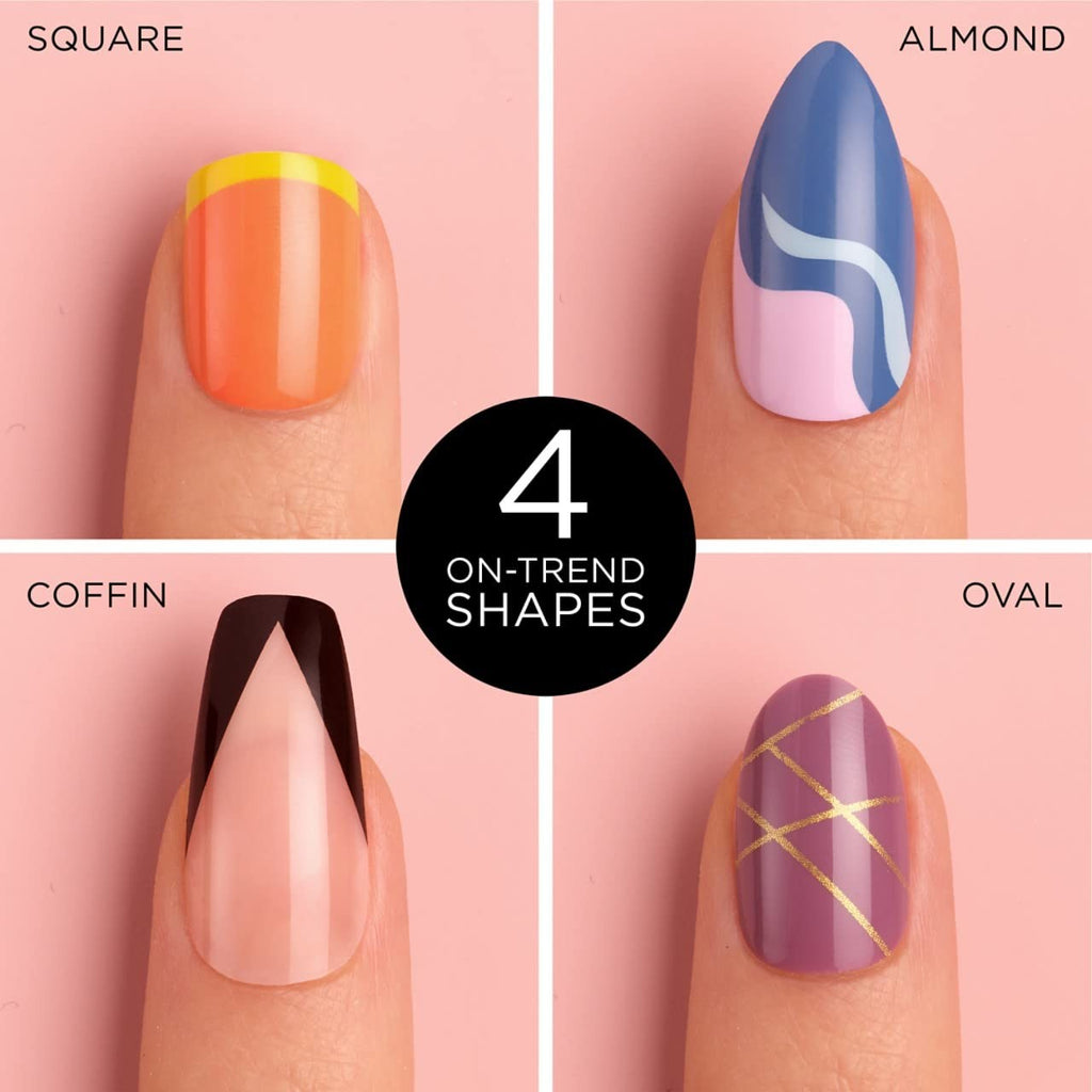 Press On Nails Square Shape Perfect Manicure Set - 24 Fake Nails with Tools