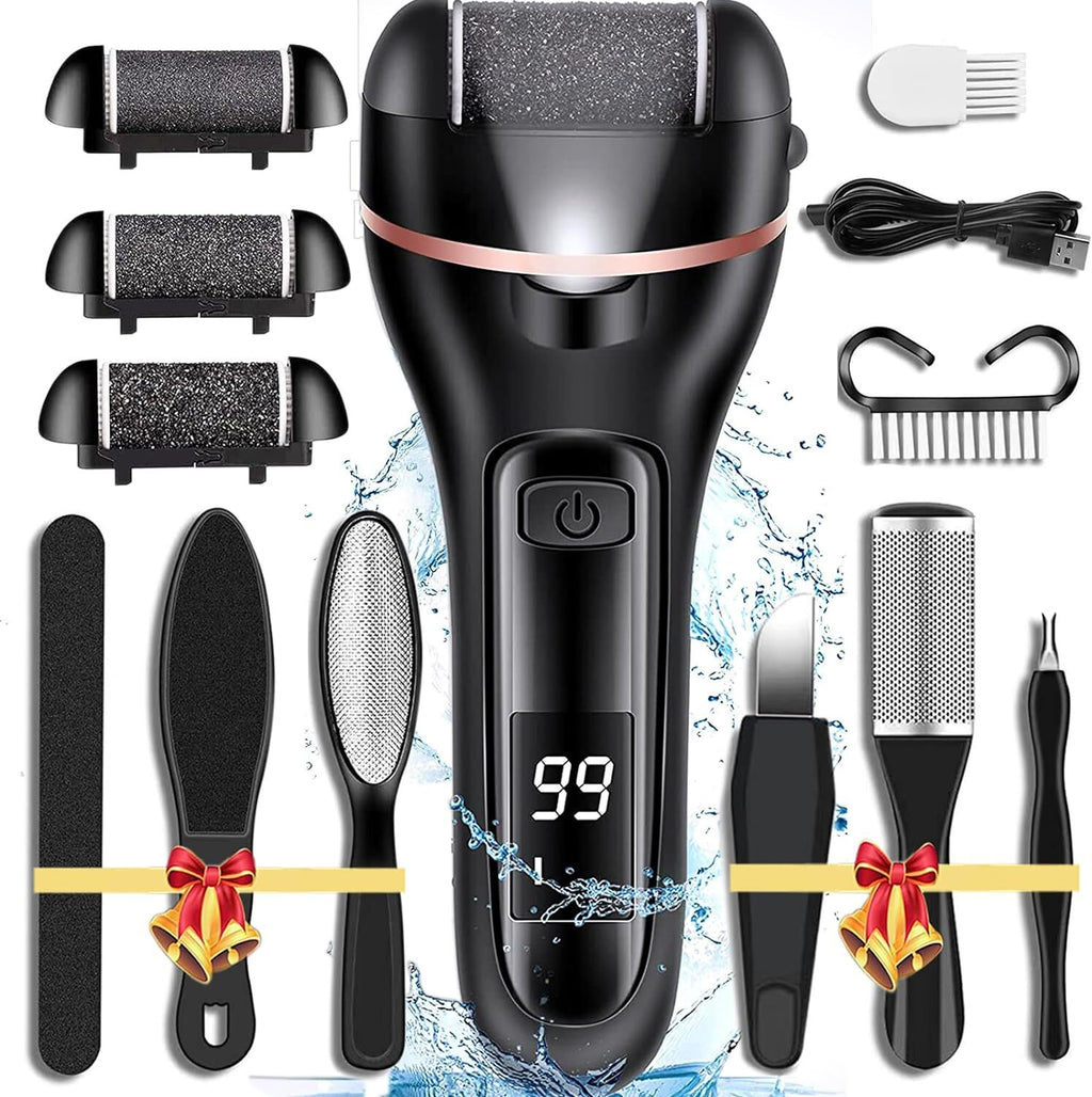 Electric Foot Callus Remover Grinder Pedicure Tool with Multiple Roller Heads